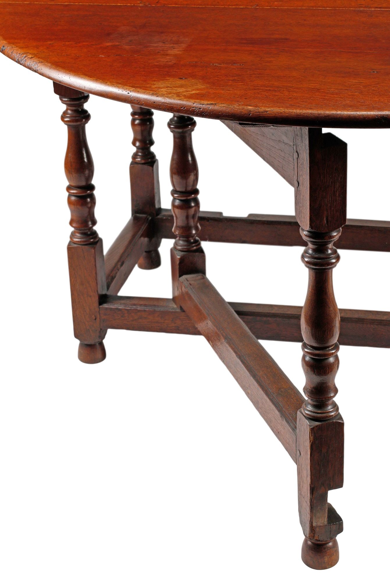 LARGE ENGLISH OAK DROP-LEAF GATE-LEG OVAL DINING TABLE - 5