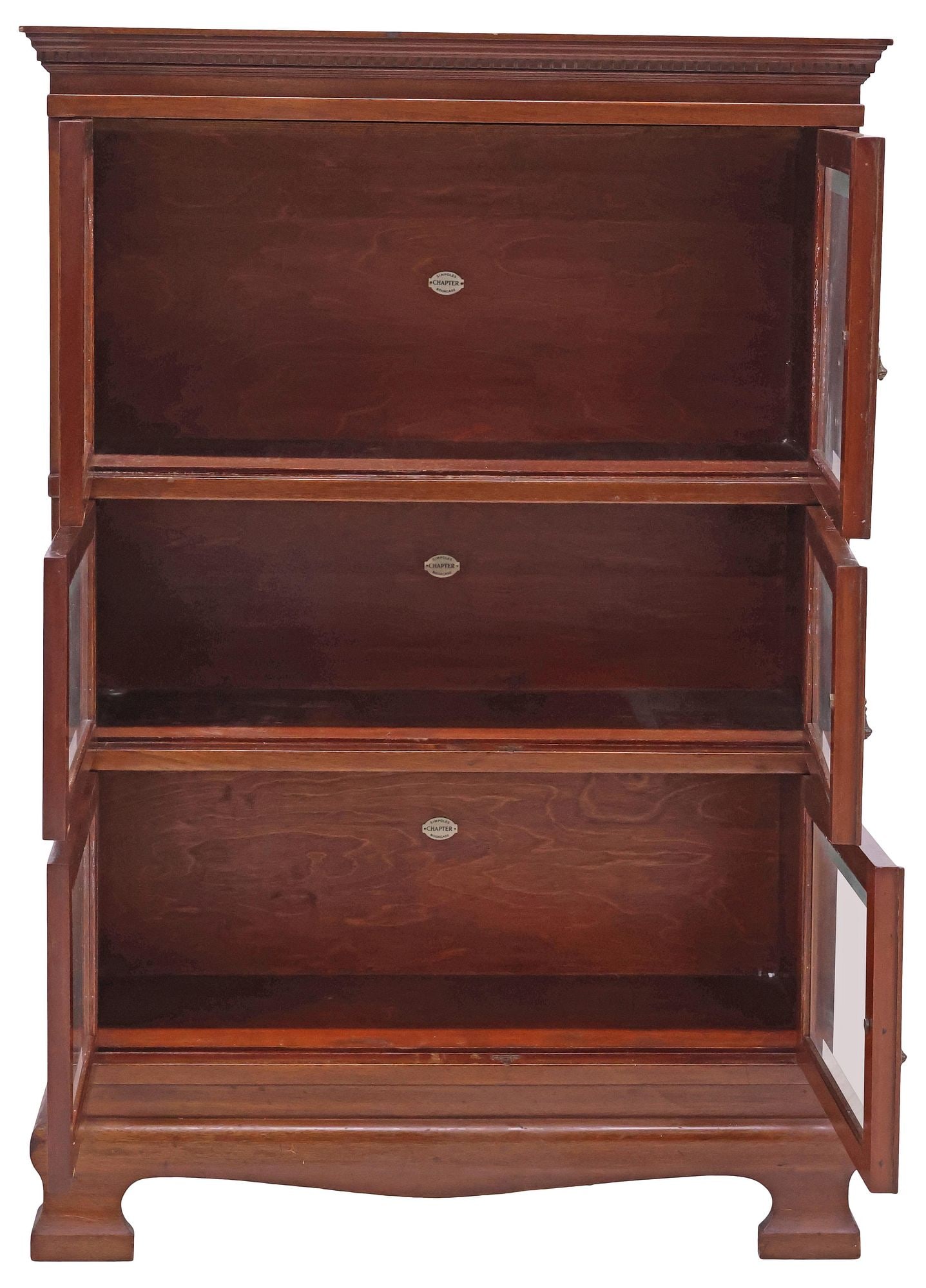 SIMPOLES CHAPTER GLAZED MAHOGANY 3-STACK BARRISTER'S BOOKCASE - 3