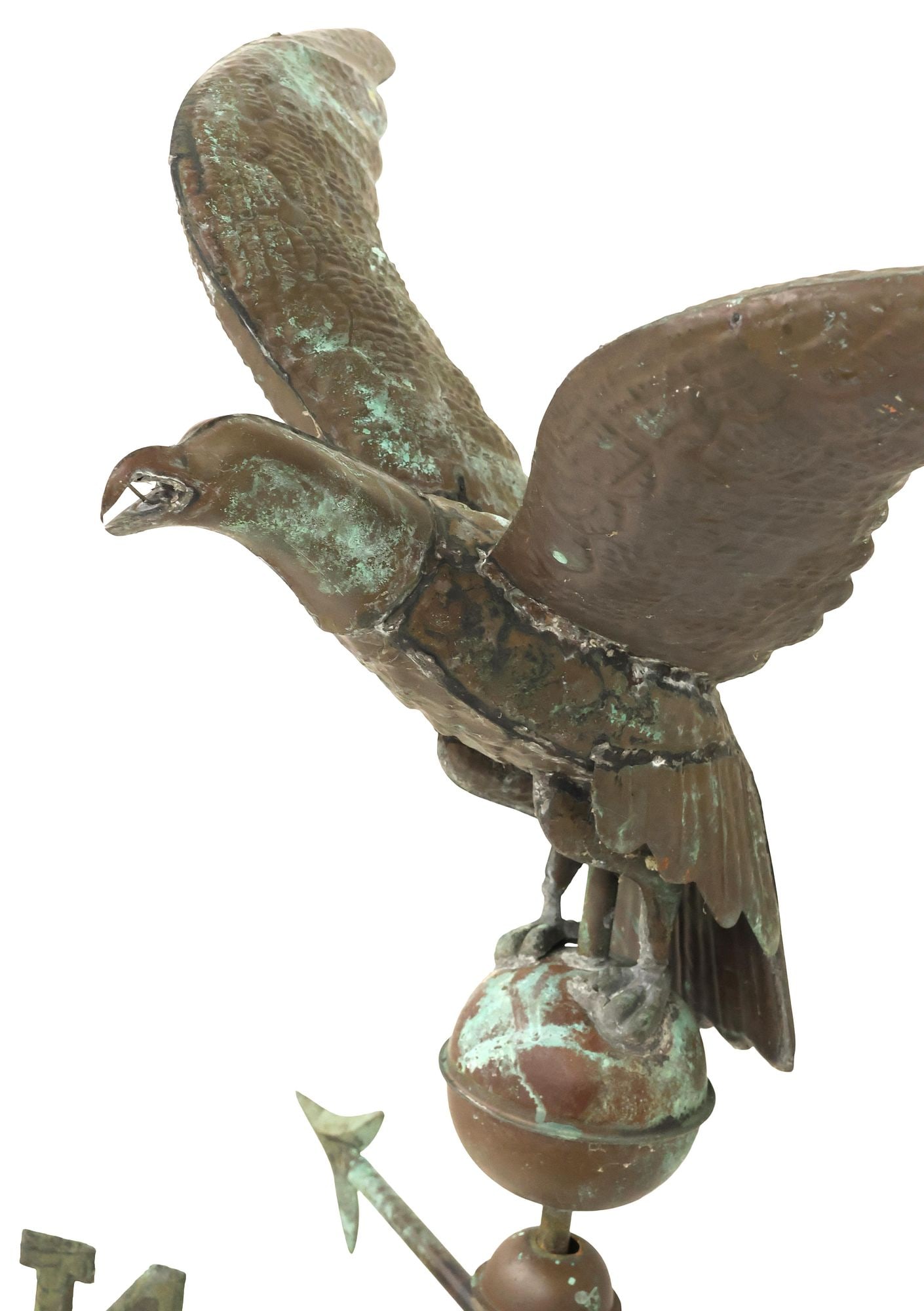 LARGE VERDIGRIS PATINATED COPPER EAGLE WEATHERVANE - 2