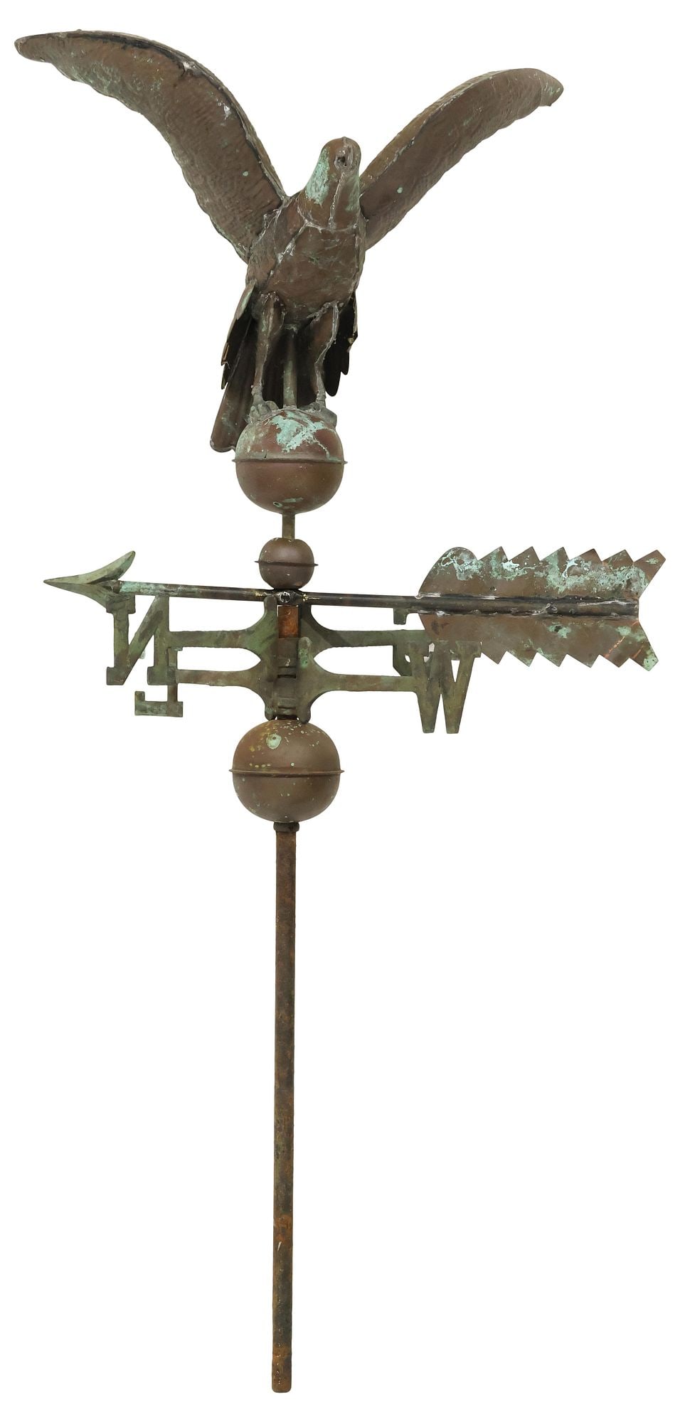 LARGE VERDIGRIS PATINATED COPPER EAGLE WEATHERVANE - 4