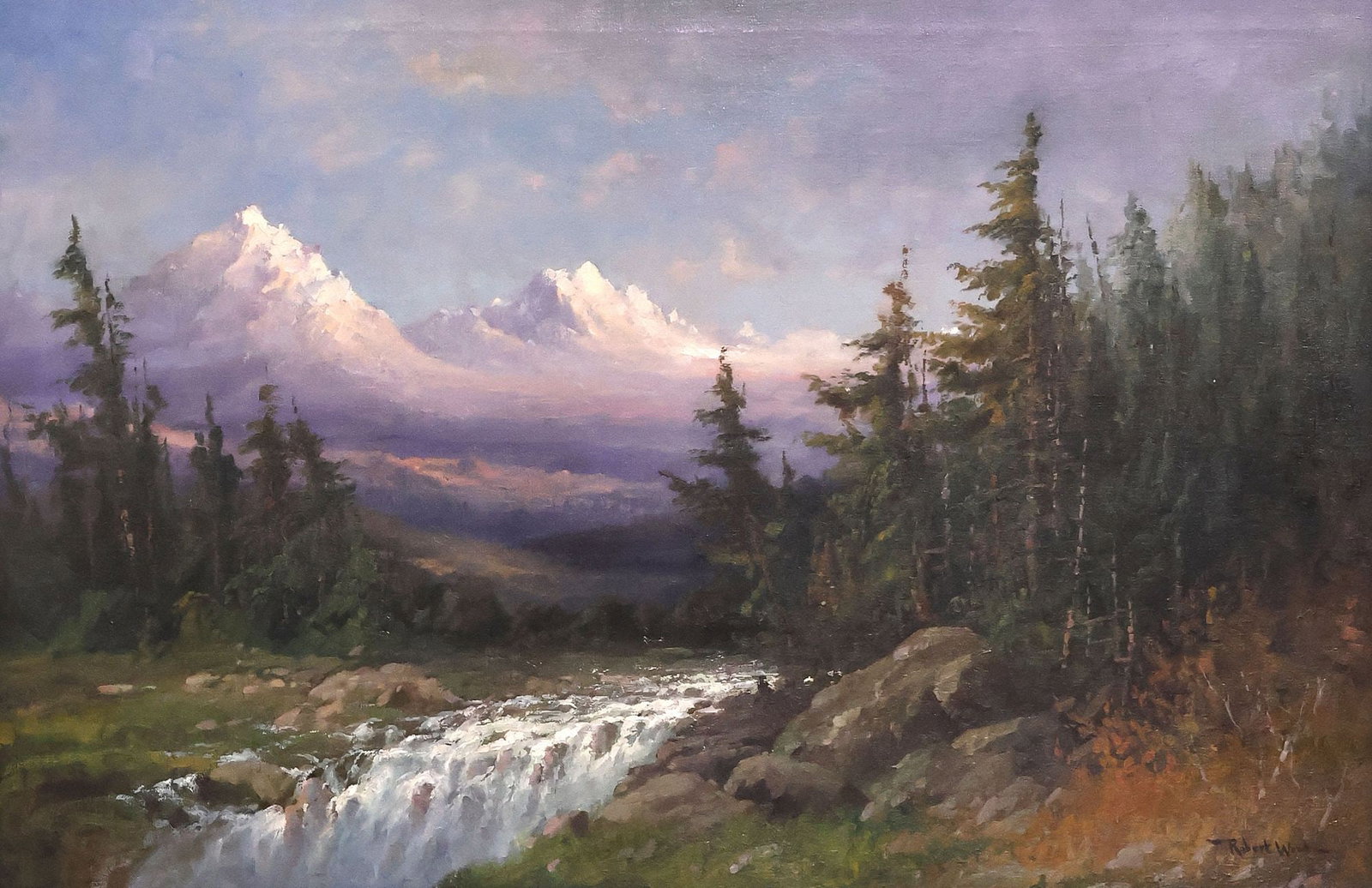 ROBERT WOOD (TEXAS, 1889-1979) LANDSCAPE PAINTING, 'SIERRA STREAM' 24" X 36" (1 of 4)