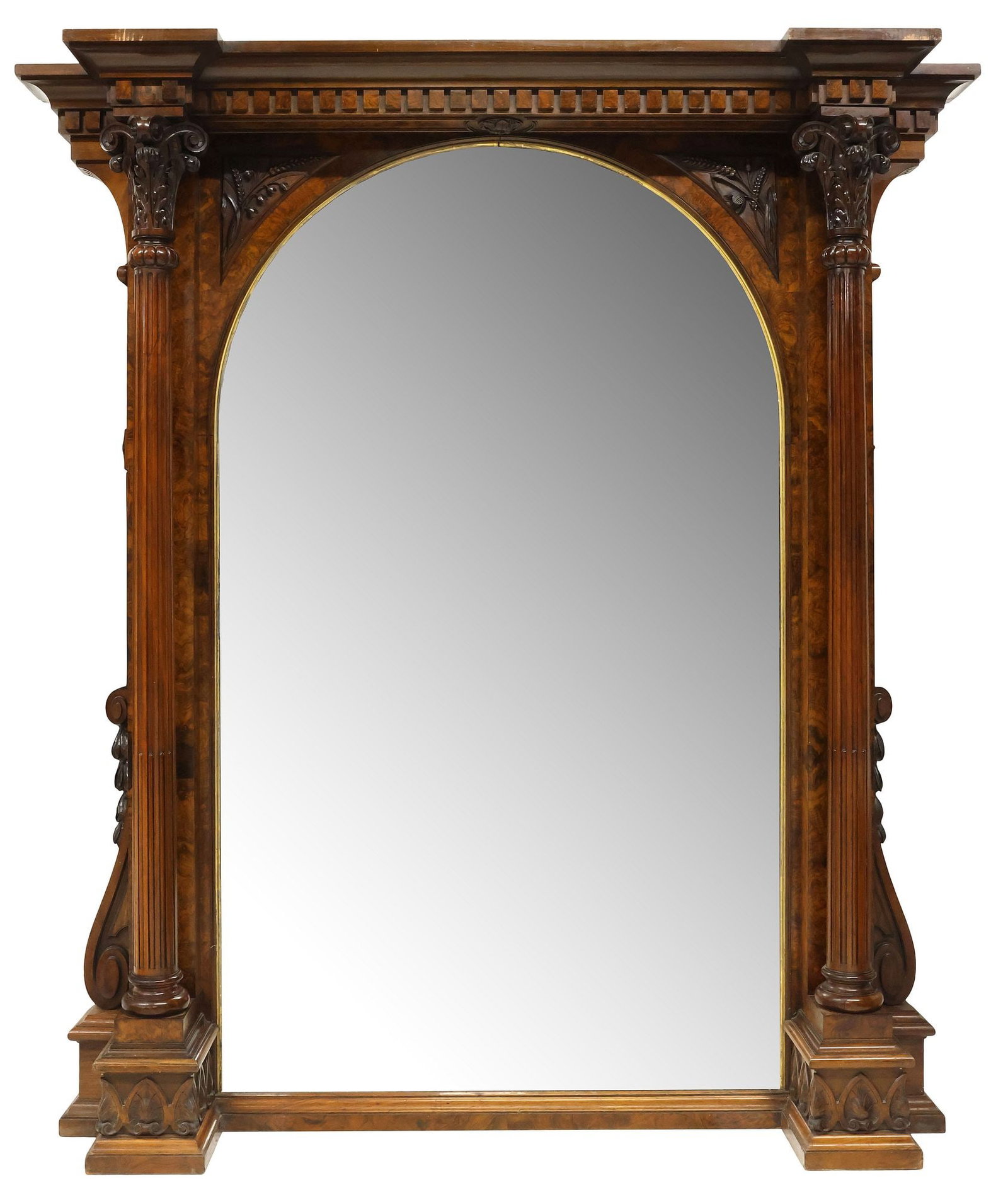 MONUMENTAL VICTORIAN PARCEL-GILT CARVED ARCHITECTURAL PIER MIRROR, 80.5" X 73" - 2