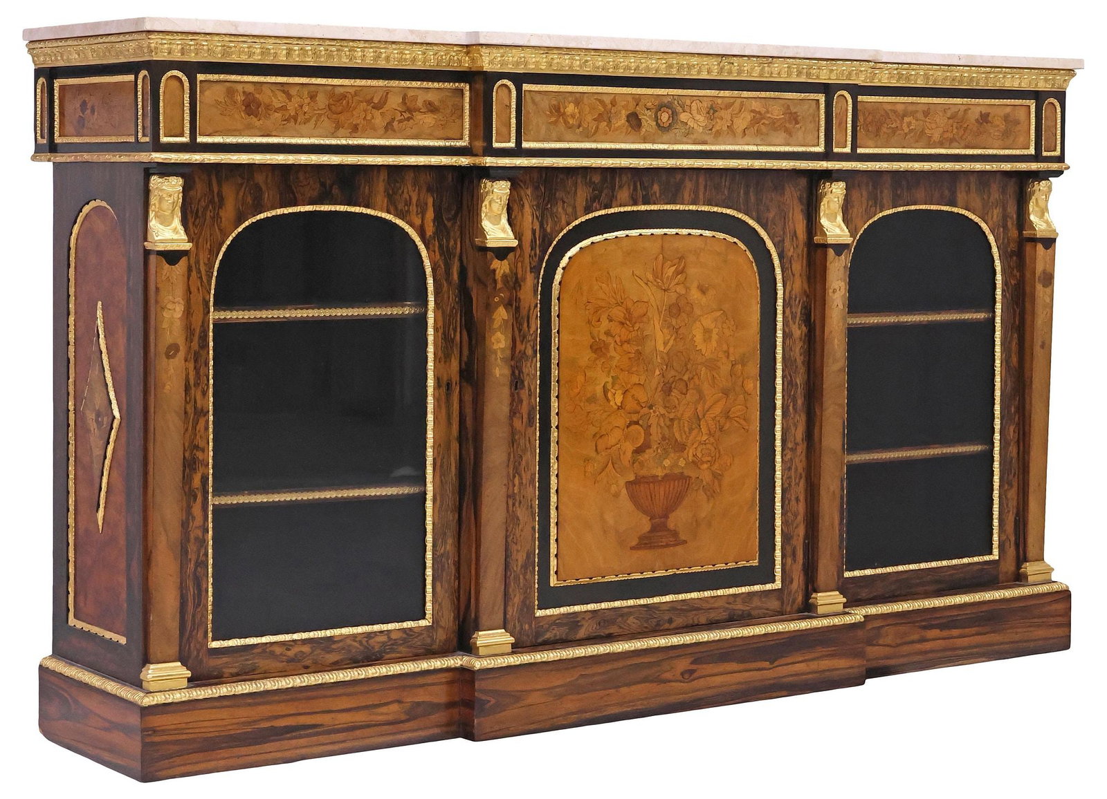 FINE ENGLISH VICTORIAN MARBLE-TOP ROSEWOOD & WALNUT SIDEBOARD (1 of 8)
