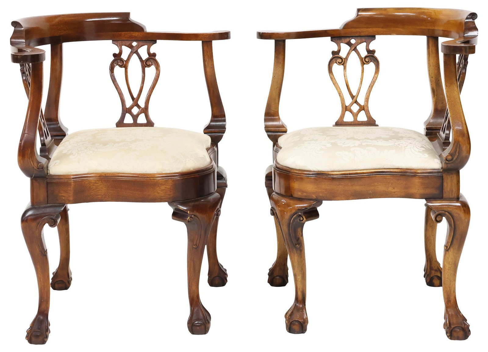 (2) ENGLISH CHIPPENDALE STYLE CORNER CHAIRS (1 of 4)