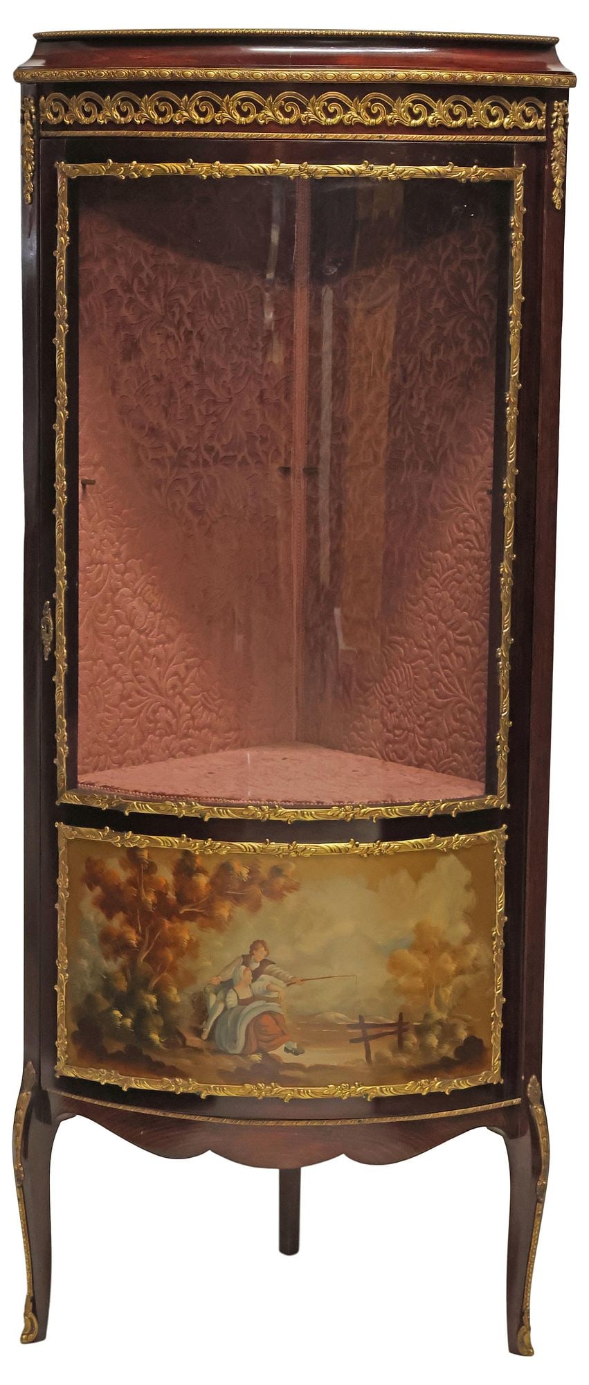 FRENCH LOUIS XV 'VERNIS MARTIN' STYLE MAHOGANY VITRINE CORNER CABINET (1 of 4)