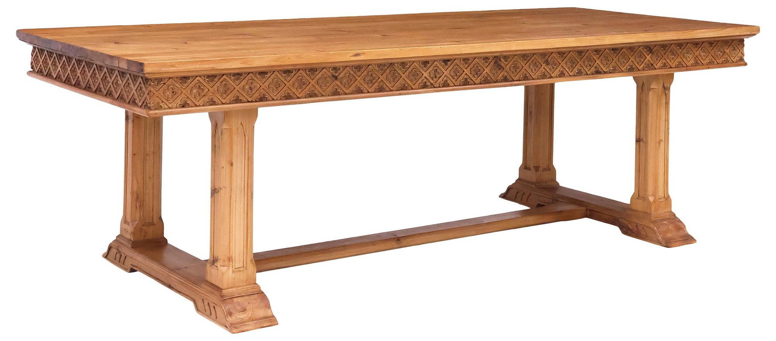 ENGLISH FINELY CARVED PINE DINING TABLE, 96"L (1 of 5)