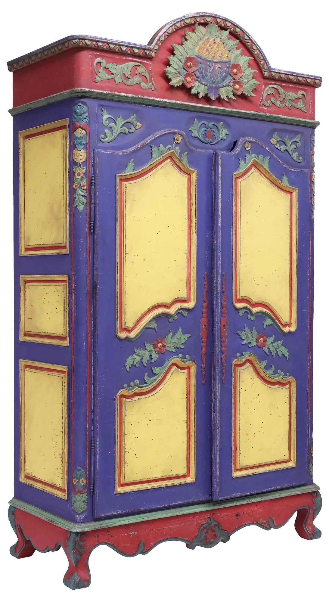 LARGE LOUIS XV STYLE CARVED & PAINTED WEDDING ARMOIRE (1 of 4)