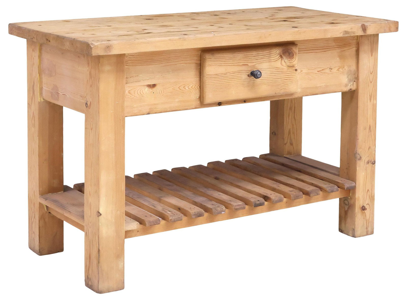 ENGLISH SCRUBBED PINE SINGLE DRAWER KITCHEN WORK TABLE (1 of 5)
