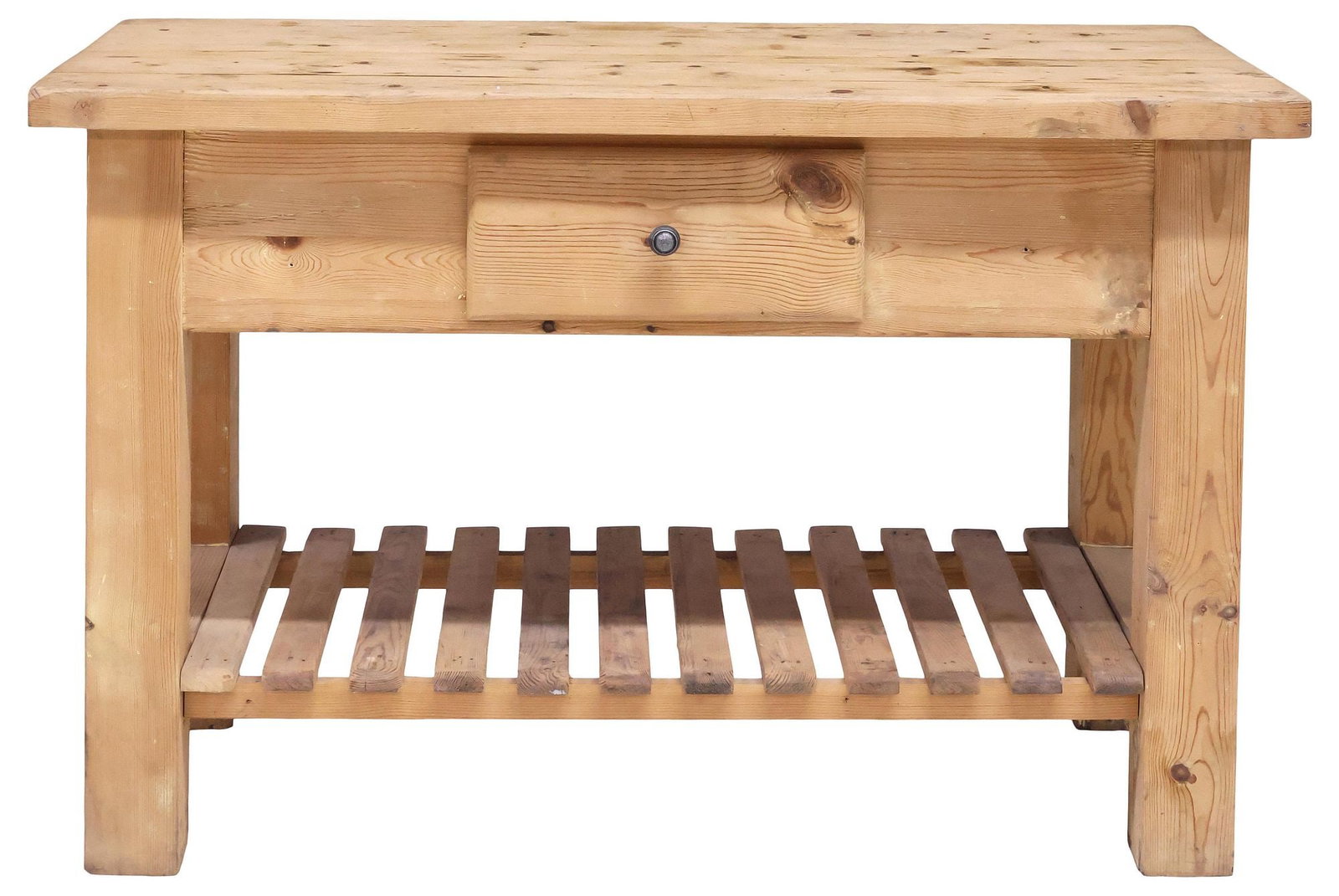 ENGLISH SCRUBBED PINE SINGLE DRAWER KITCHEN WORK TABLE - 2