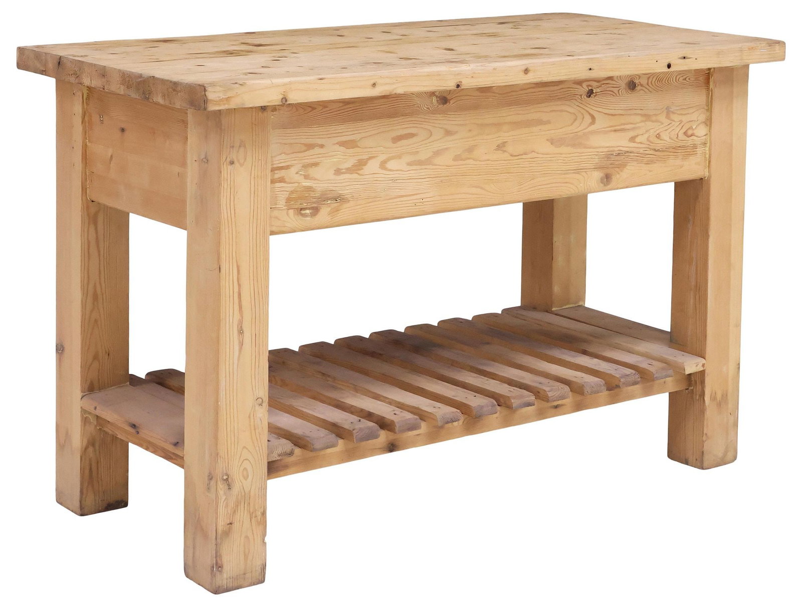 ENGLISH SCRUBBED PINE SINGLE DRAWER KITCHEN WORK TABLE - 5