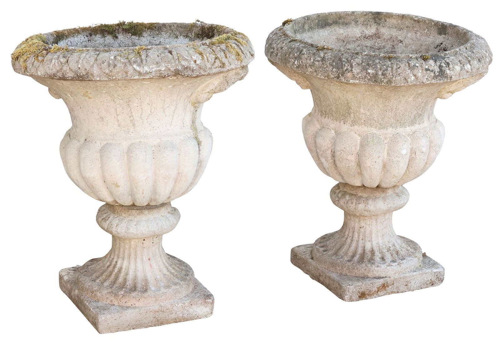 (2) CAST STONE CAMPANA-FORM GARDEN URNS (1 of 4)