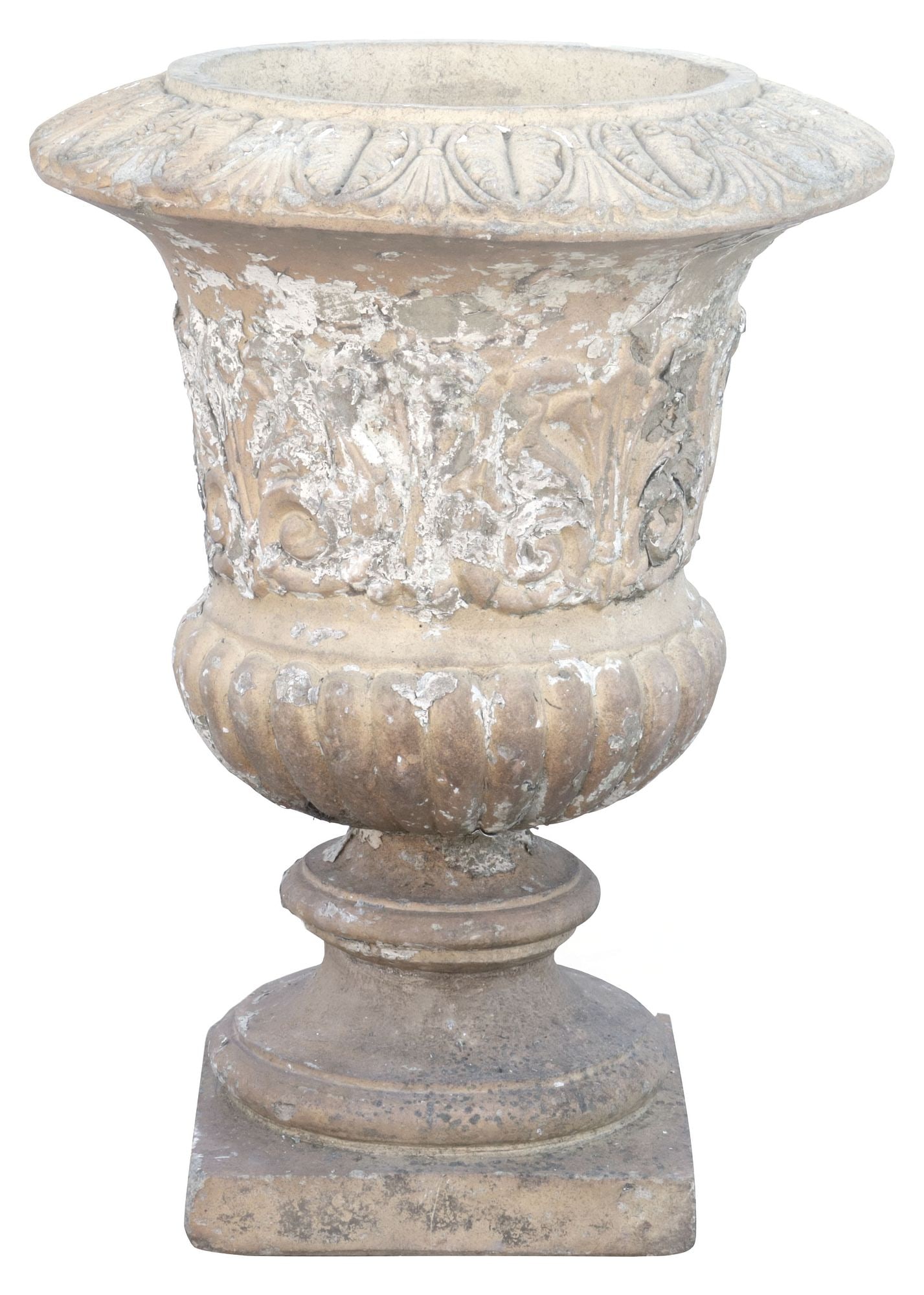 CAST STONE PAINTED CAMPANA-FORM GARDEN URN (1 of 3)