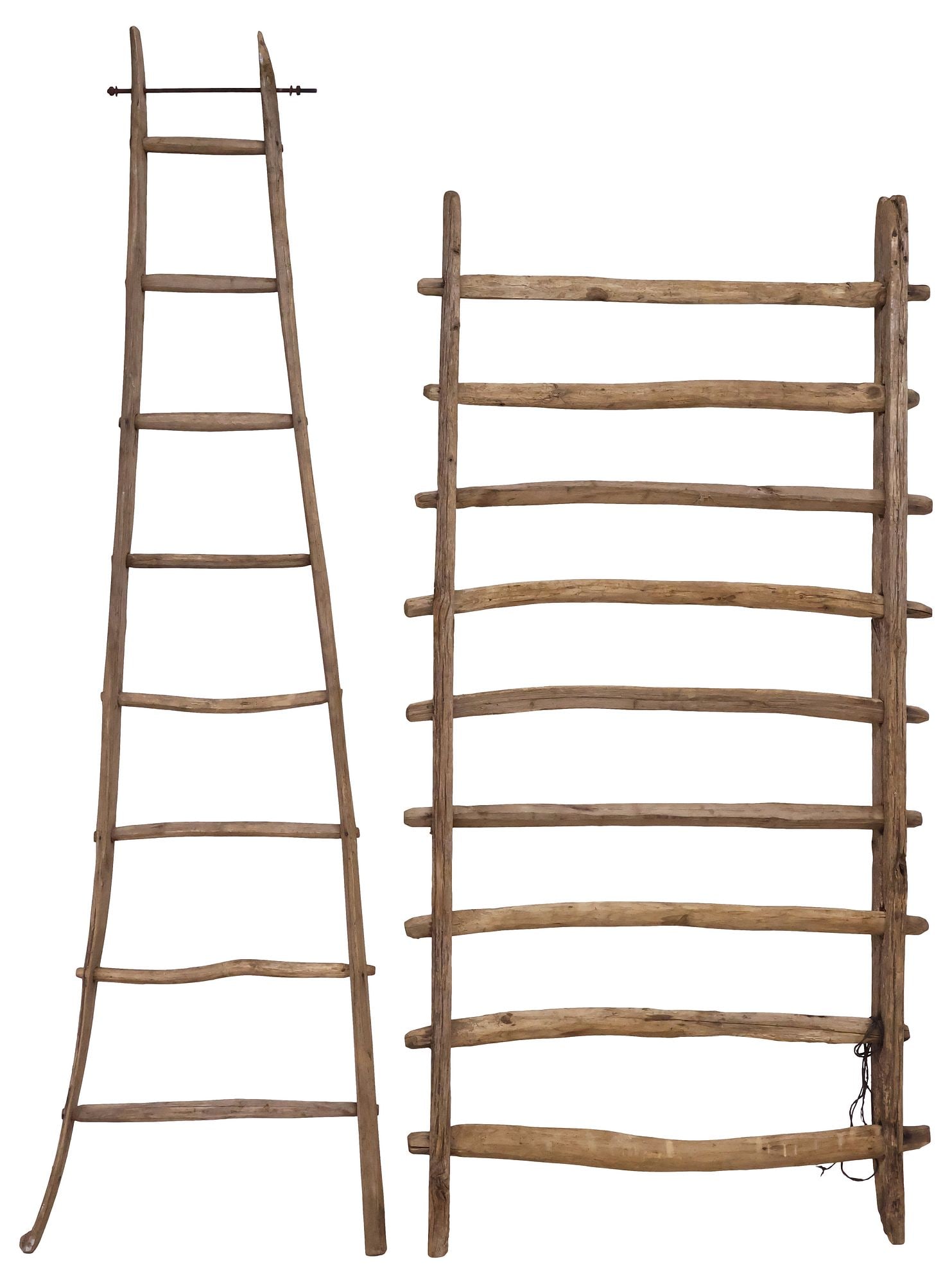 (2) LARGE DECORATIVE RUSTIC PINE BLANKET LADDERS - 2