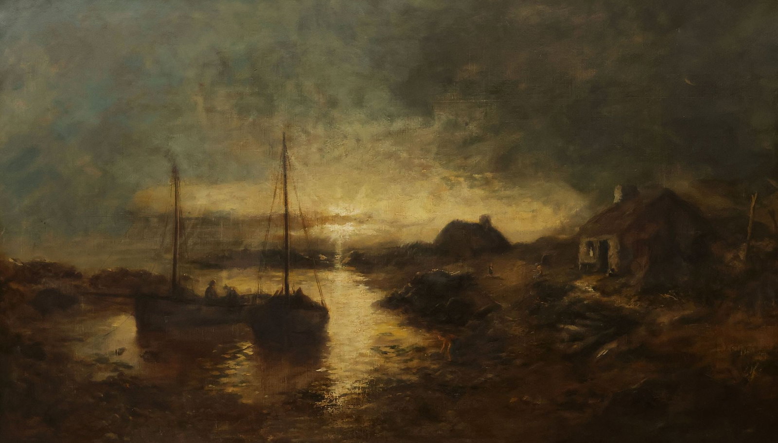 G.H. RIDE (ENGLISH, 19TH C.) OIL PAINTING, ISLE OF MAN SAILBOATS LANDSCAPE (1 of 4)