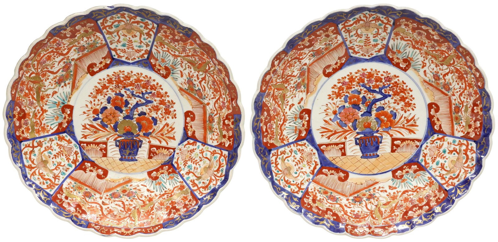 (2) JAPANESE IMARI PALETTE PORCELAIN CHARGERS (1 of 2)