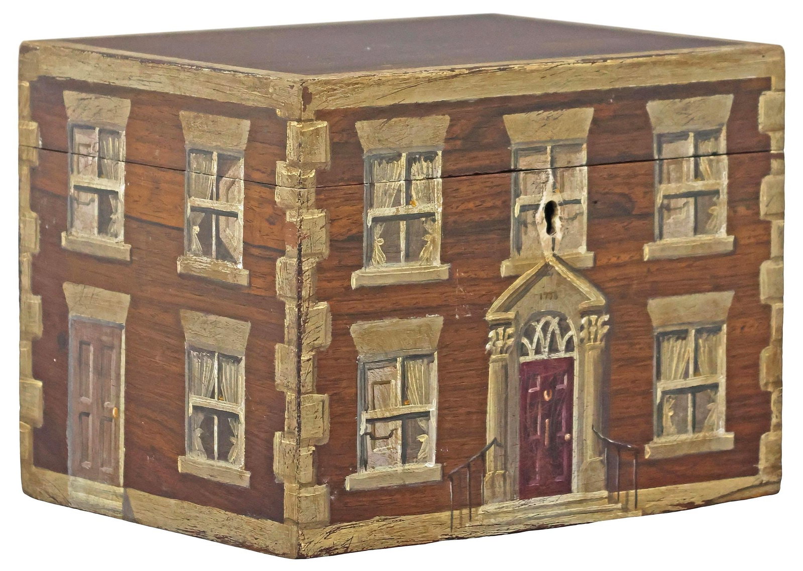 ENGLISH PAINT-DECORATED HOUSE FACADE TABLE BOX (1 of 6)