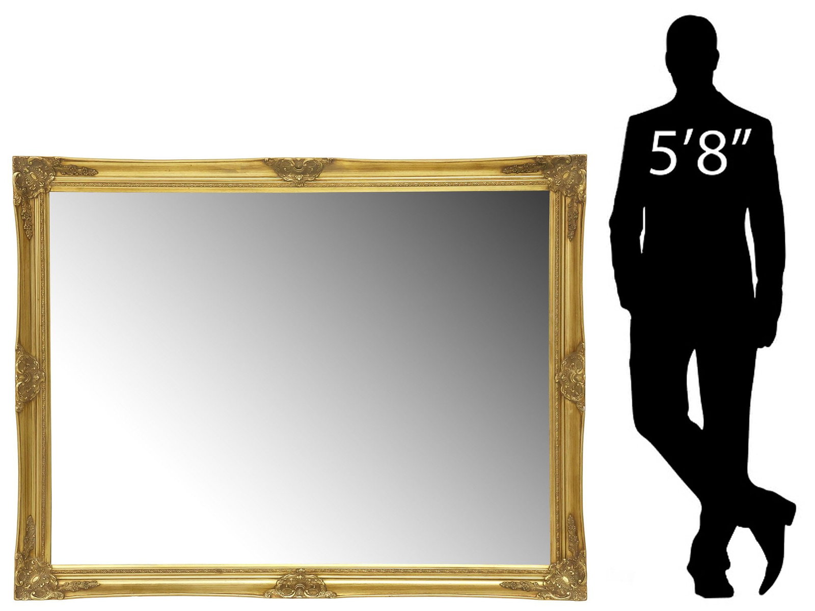 LARGE BAROQUE STYLE GILTWOOD WALL MIRROR: Baroque style giltwood wall mirror, 20th c., rectangular frame with molded foliated scrollwork, encasing flat mirror plate, approx 53.75"h, 42"w, 41lbs