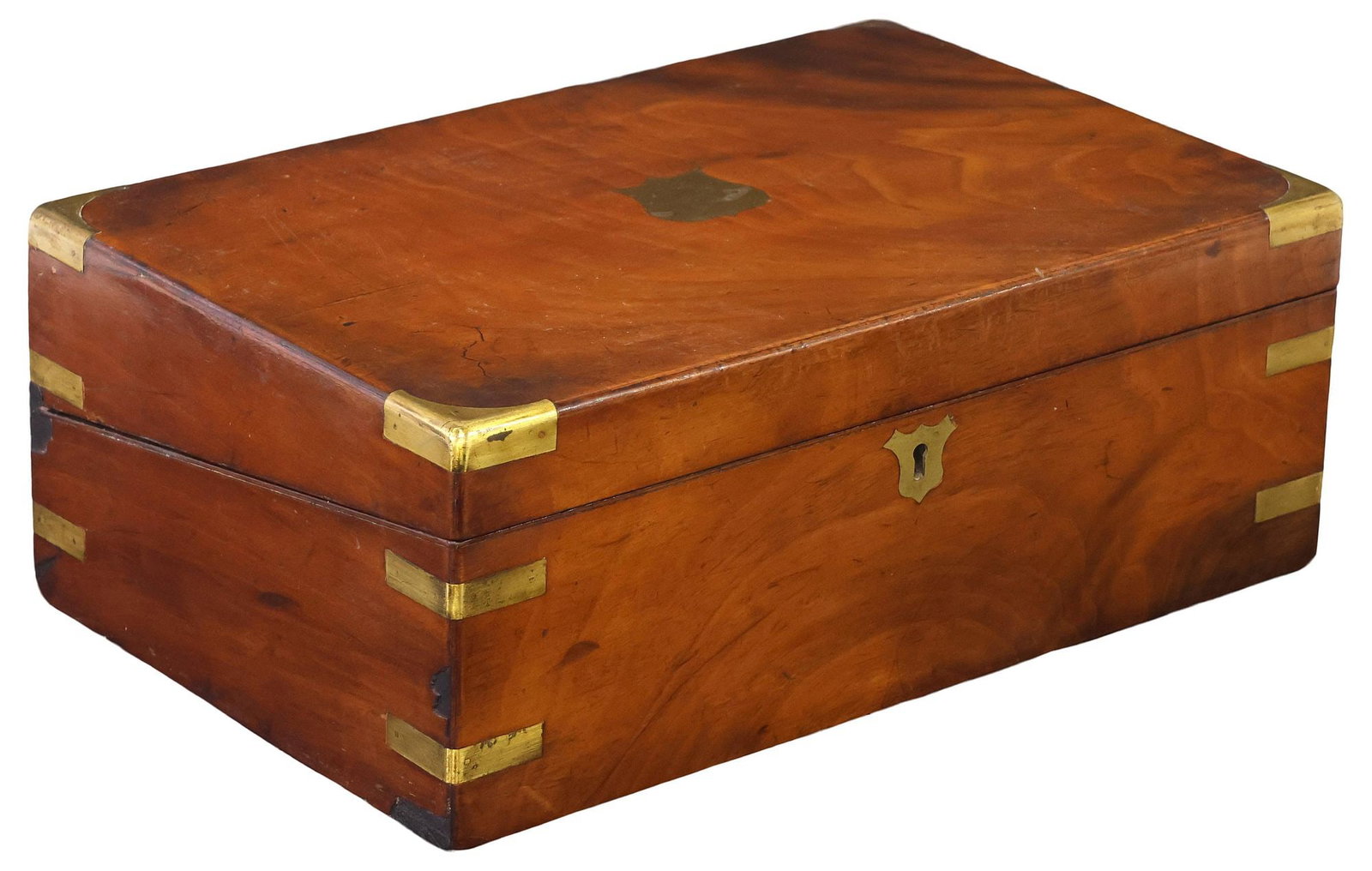 ENGLISH BRASS-BOUND MAHOGANY WRITING SLOPE/ TRAVEL DESK (1 of 7)