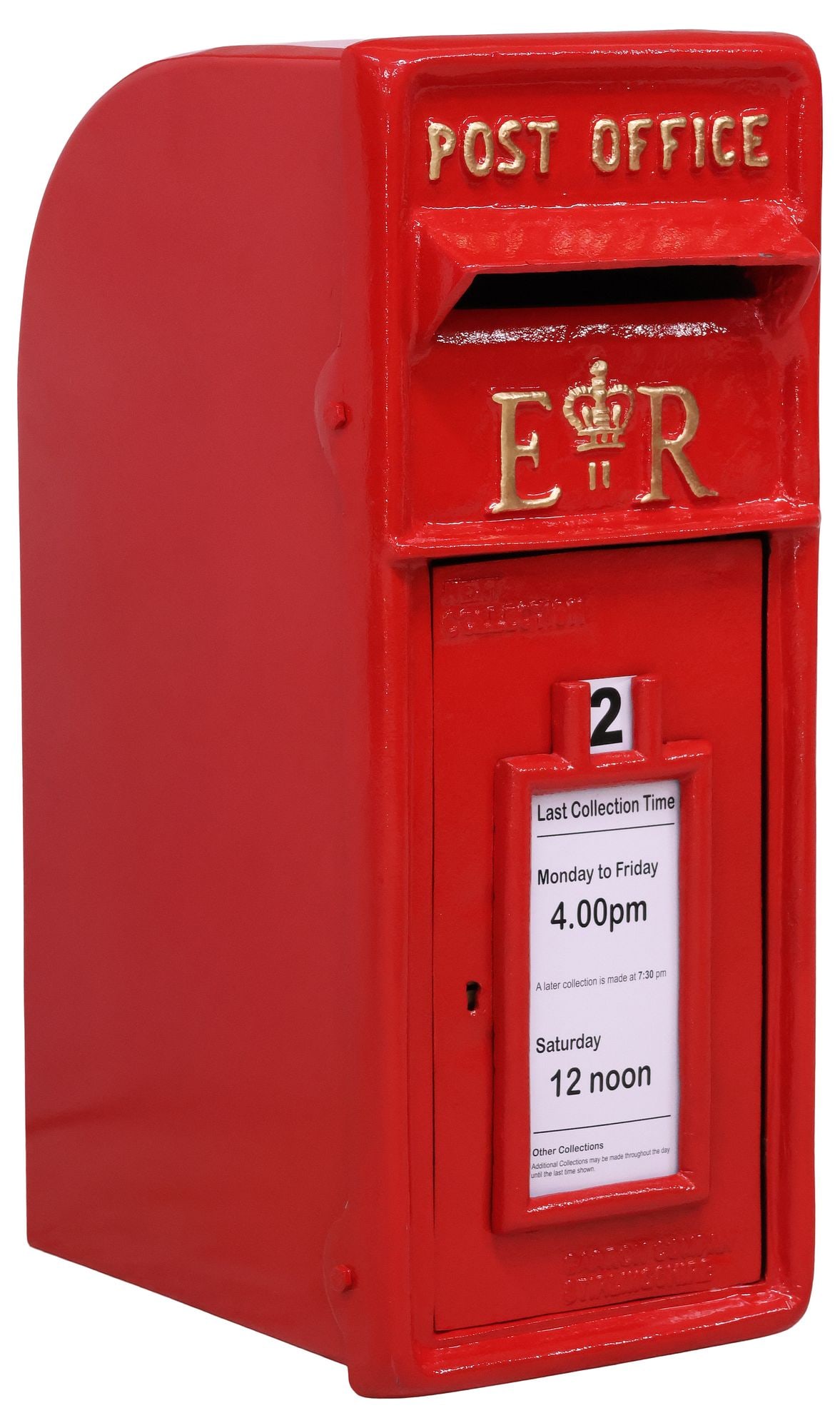 ENGLISH RED METAL POST / MAILBOX WITH ELIZABETH II ROYAL CYPHER (1 of 6)