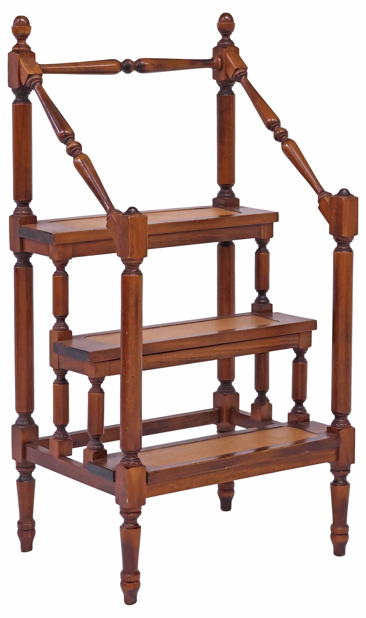 DECORATIVE ITALIAN WALNUT 3-STEP LIBRARY LADDER / STEPS (1 of 4)