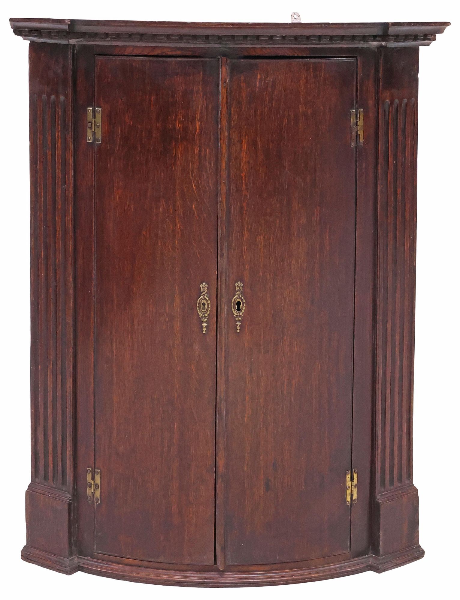 ENGLISH GEORGIAN PERIOD CARVED OAK WALL-MOUNTED CORNER CUPBOARD (1 of 4)