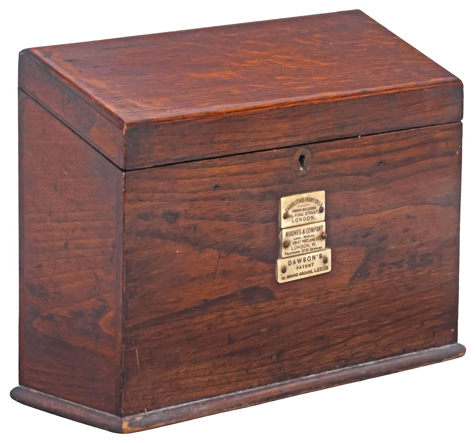 ENGLISH OAK SLANT-LID CORRESPONDENCE / LETTER BOX (1 of 8)