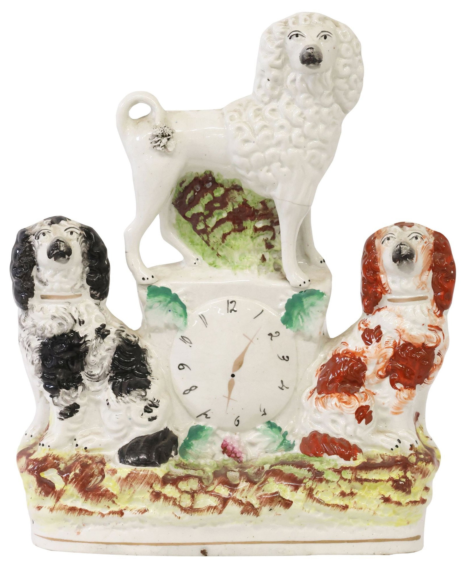 ENGLISH VICTORIAN STAFFORDSHIRE SPANIEL FIGURAL GROUP (1 of 3)