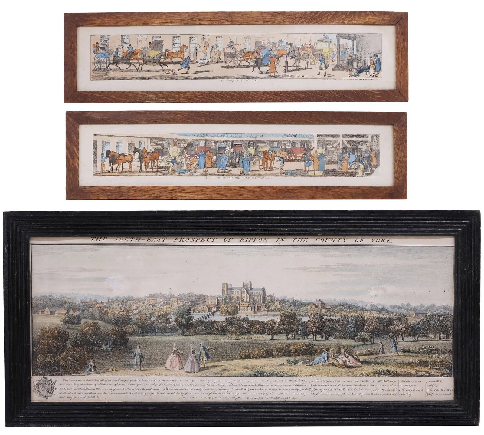 (3) HAND-COLORED ENGRAVINGS OF ENGLISH CITYSCAPES, 2 AFTER HENRY ALKEN (1 of 8)