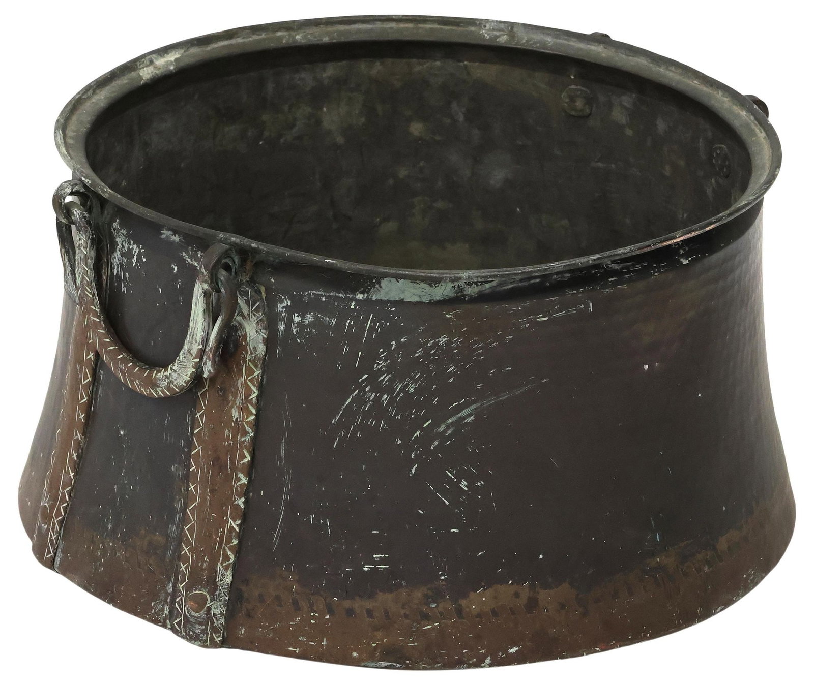LARGE ENGLISH VICTORIAN HAMMERED COPPER POT (1 of 5)