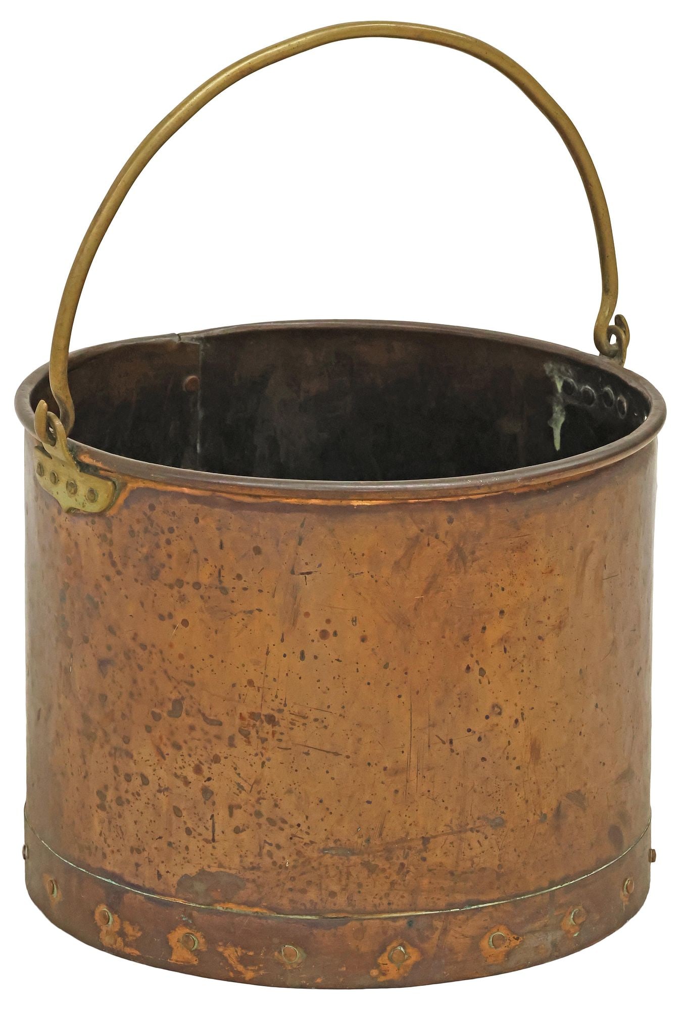 ENGLISH RIVETED COPPER KINDLING BUCKET / LOG BIN (1 of 6)