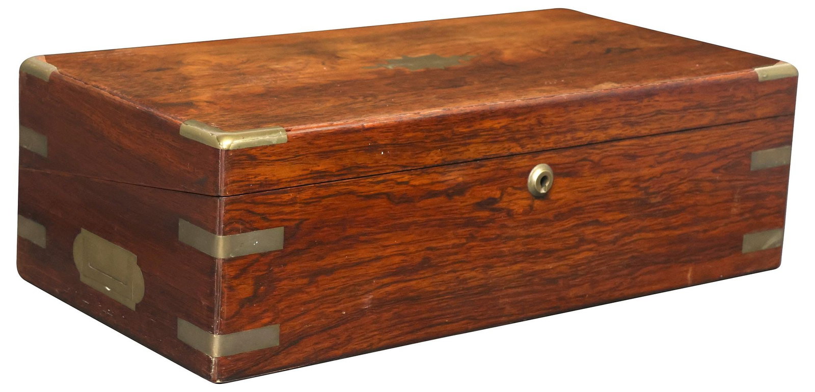 ENGLISH BRASS-BOUND ROSEWOOD WRITING SLOPE / TRAVEL DESK (1 of 7)