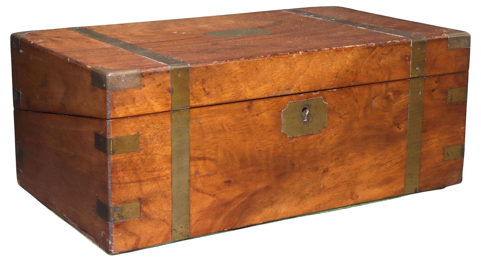 ENGLISH BRASS-BOUND WALNUT WRITING SLOPE/ TRAVEL DESK (1 of 8)