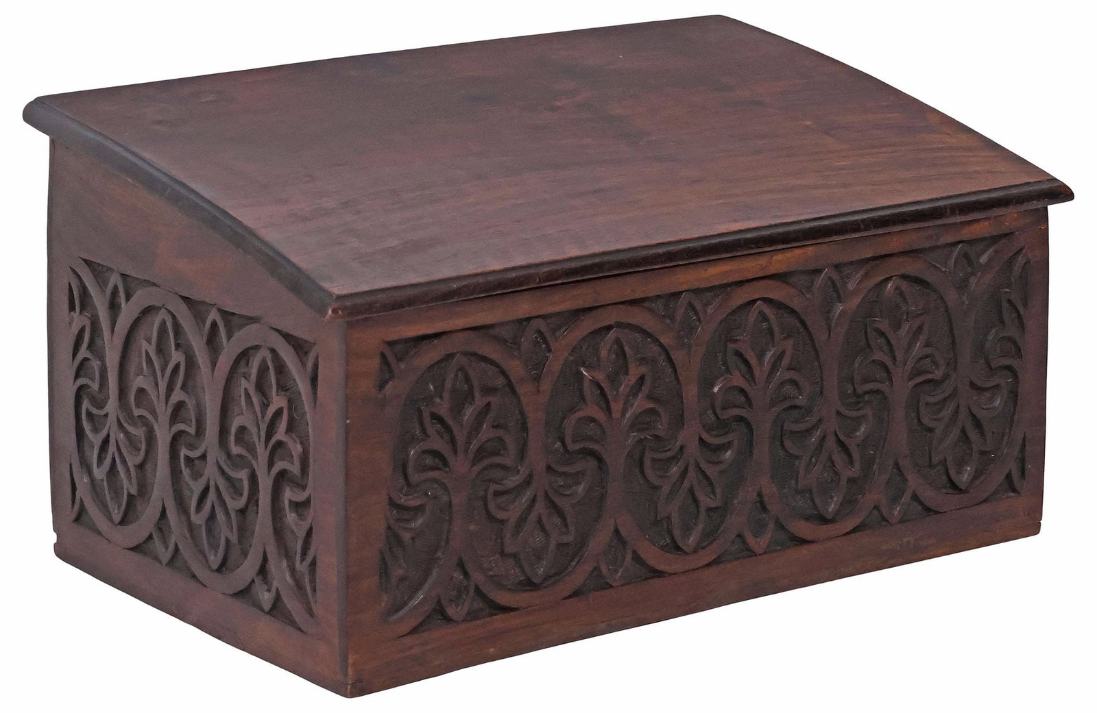 ANGLO-INDIAN FOLIATE CARVED HARDWOOD BIBLE BOX / DOCUMENT BOX (1 of 5)