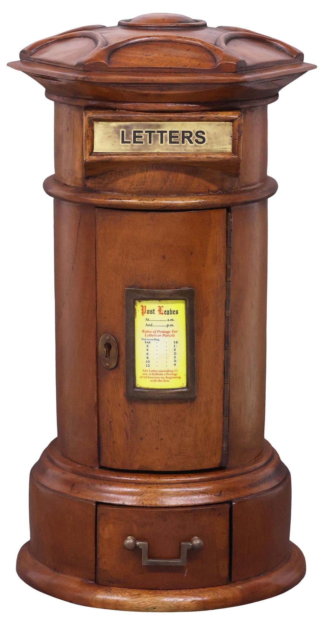 ENGLISH CARVED MAHOGANY PILLAR-FORM LETTER BOX (1 of 6)