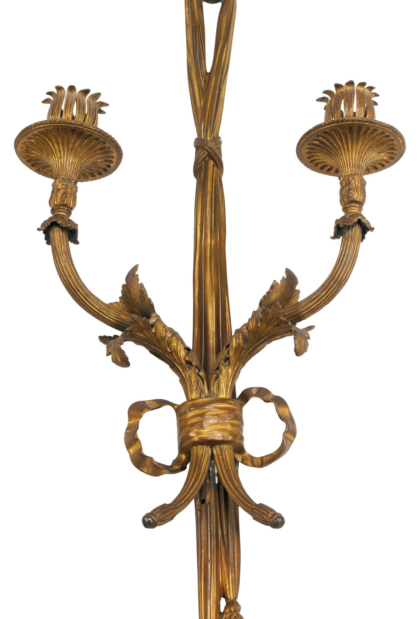 (2) LOUIS XV STYLE ORMOLU TWO-LIGHT TASSEL SCONCES - 3