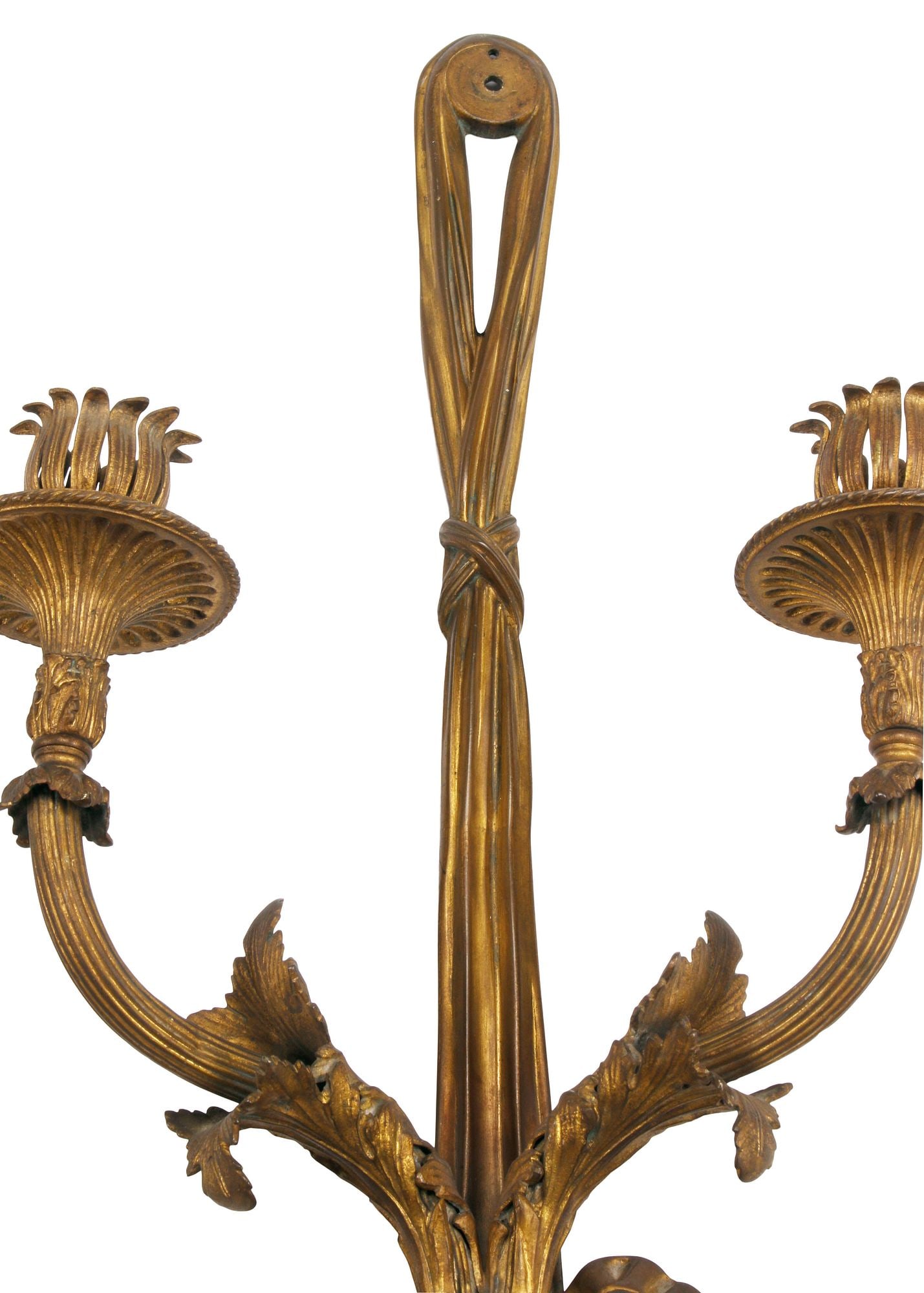 (2) LOUIS XV STYLE ORMOLU TWO-LIGHT TASSEL SCONCES - 4