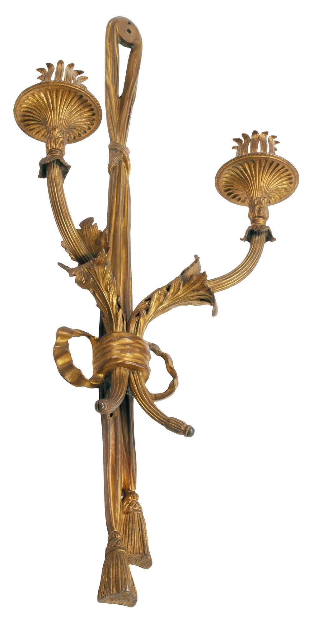 (2) LOUIS XV STYLE ORMOLU TWO-LIGHT TASSEL SCONCES - 5