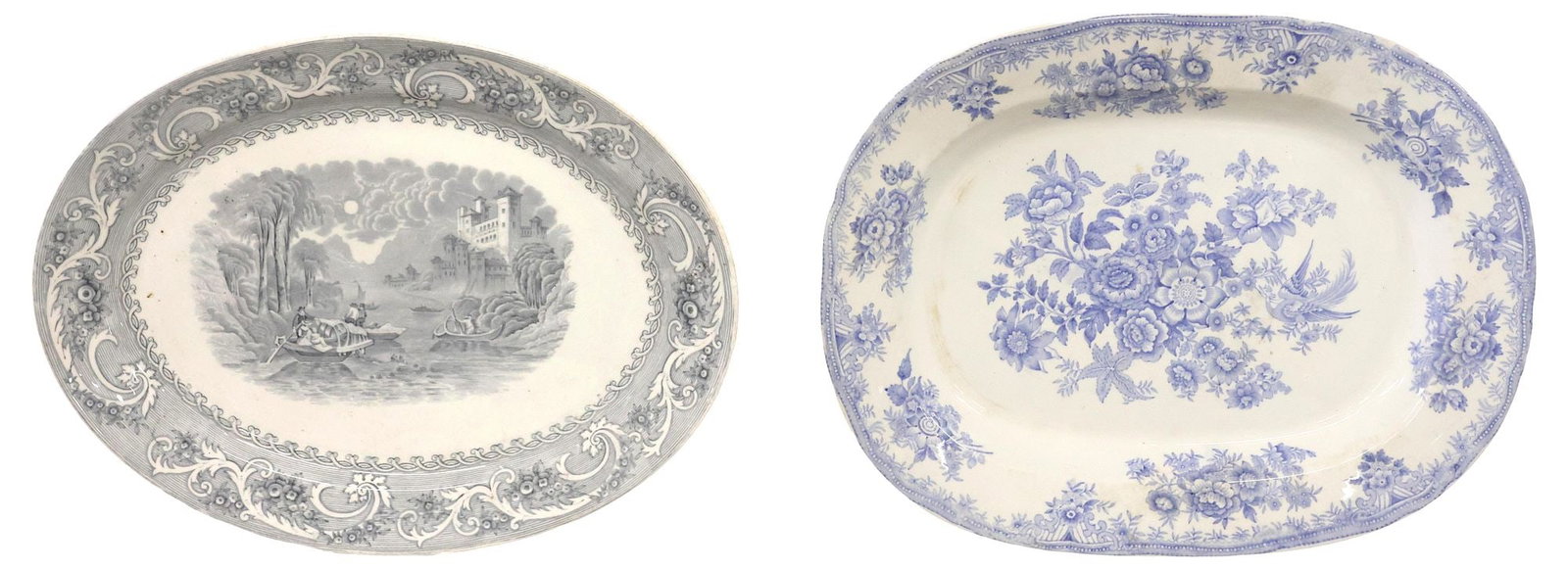 (2) ENGLISH VICTORIAN STAFFORDSHIRE TRANSFERWARE PLATTERS (1 of 4)