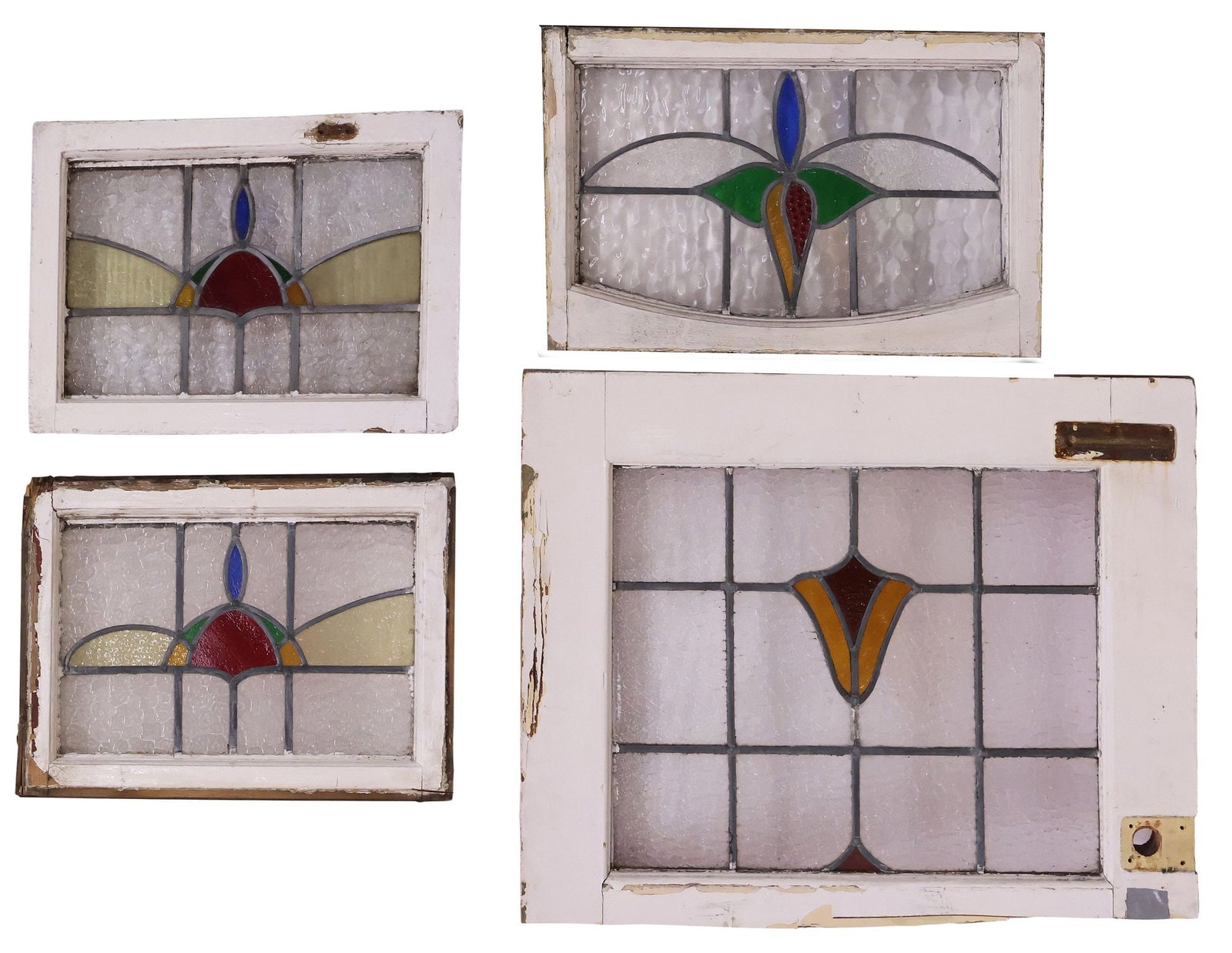 (4) ENGLISH STAINED & LEADED GLASS ARCHITECTURAL WINDOWS (1 of 2)