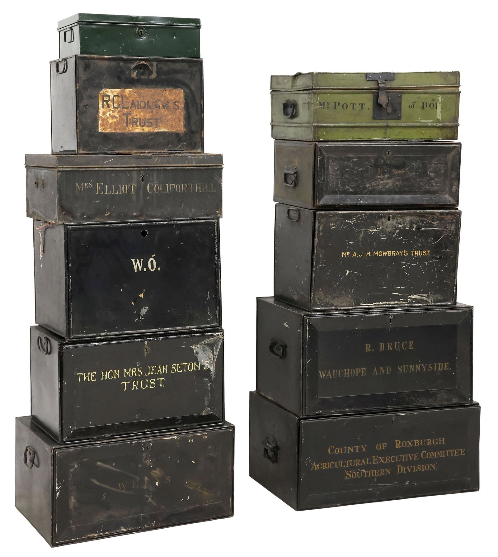 (12) ENGLISH METAL DEED BOXES (1 of 5)