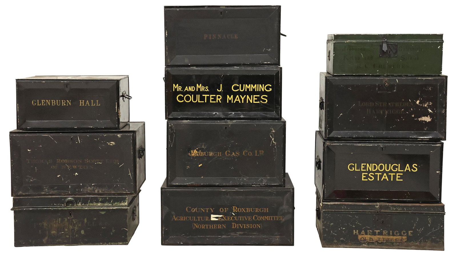 (12) ENGLISH METAL DEED BOXES - 2