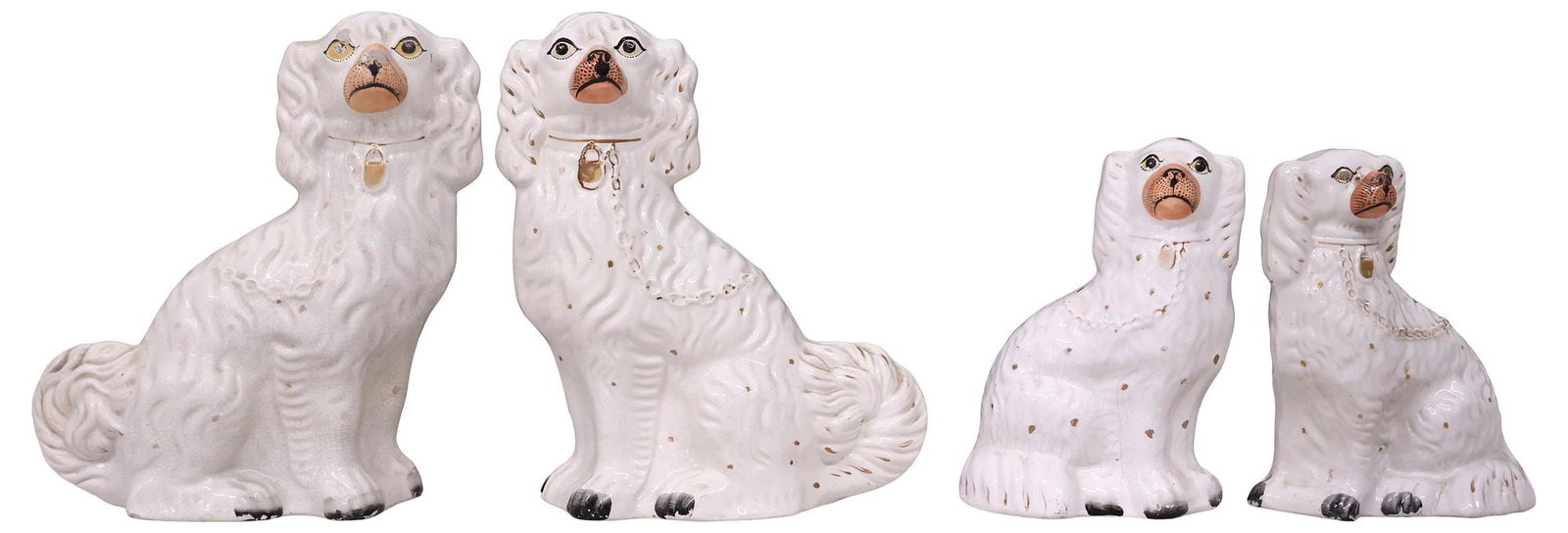 (4) ENGLISH VICTORIAN STAFFORDSHIRE MANTEL DOGS (1 of 3)