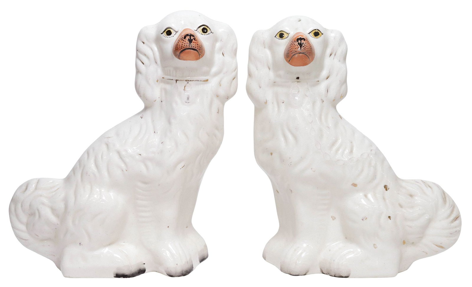 (2) ENGLISH VICTORIAN STAFFORDSHIRE MANTEL DOGS (1 of 3)
