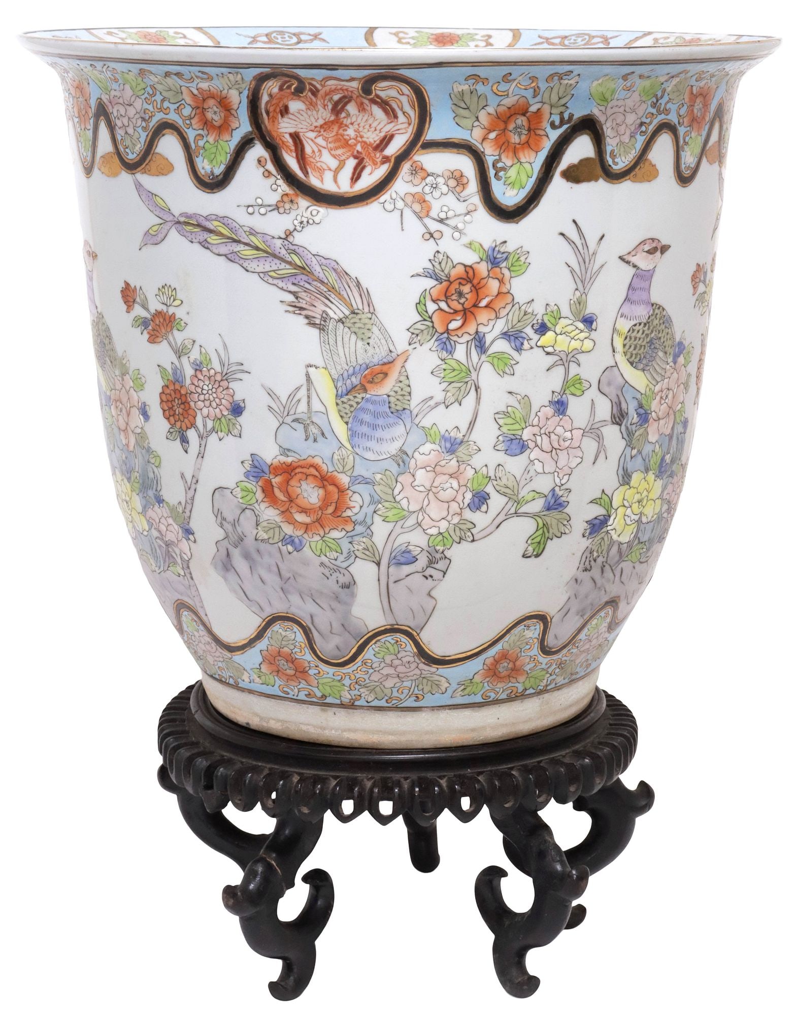 CHINESE FAMILLE ROSE PORCELAIN PLANTER / JARDINEIRE ON STAND (1 of 5)