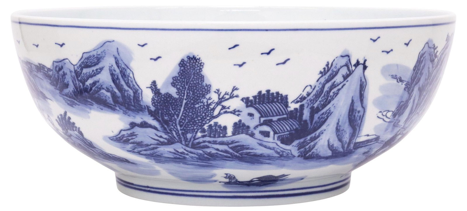 CHINESE BLUE & WHITE PORCELAIN CENTERPIECE BOWL (1 of 4)