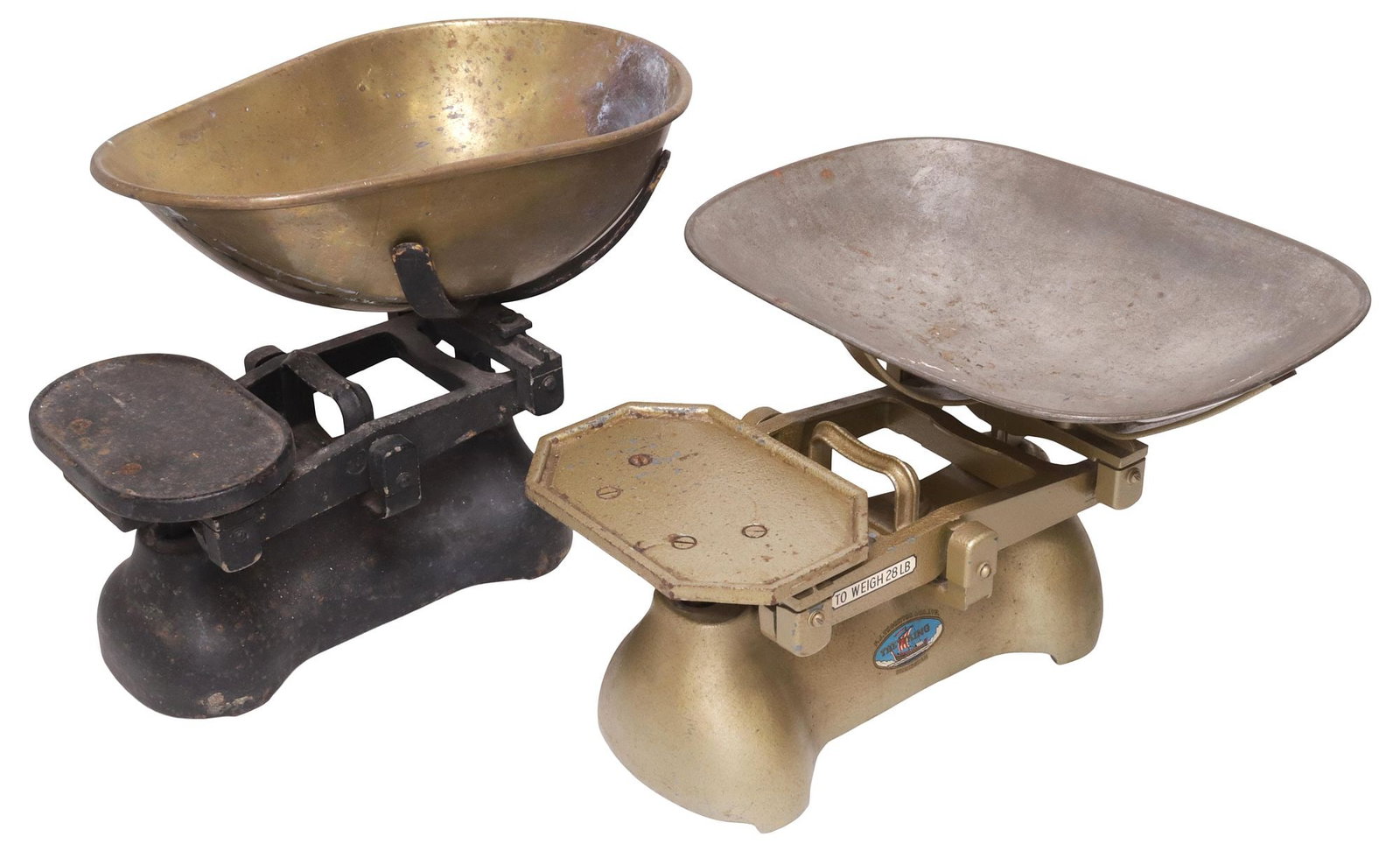 (2) ENGLISH CAST IRON COUNTER-TOP BALANCE SCALES (1 of 3)