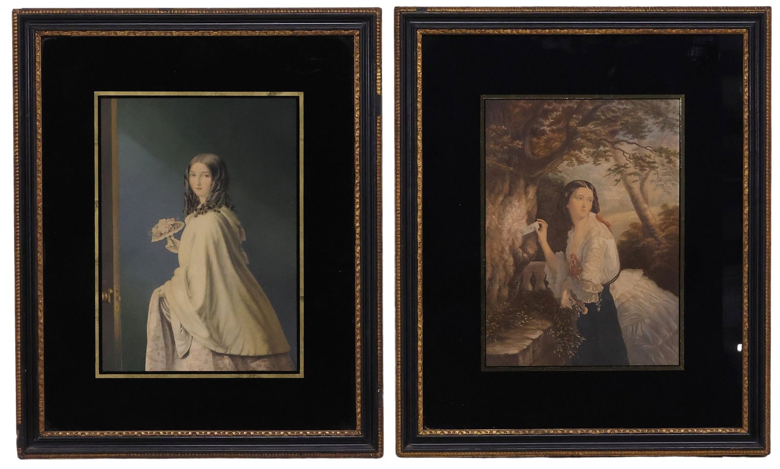 (2) AFTER GEORGE BAXTER (ENGLISH, 1804-1867) COLOR PRINTS, FEMALE PORTRAITS (1 of 6)