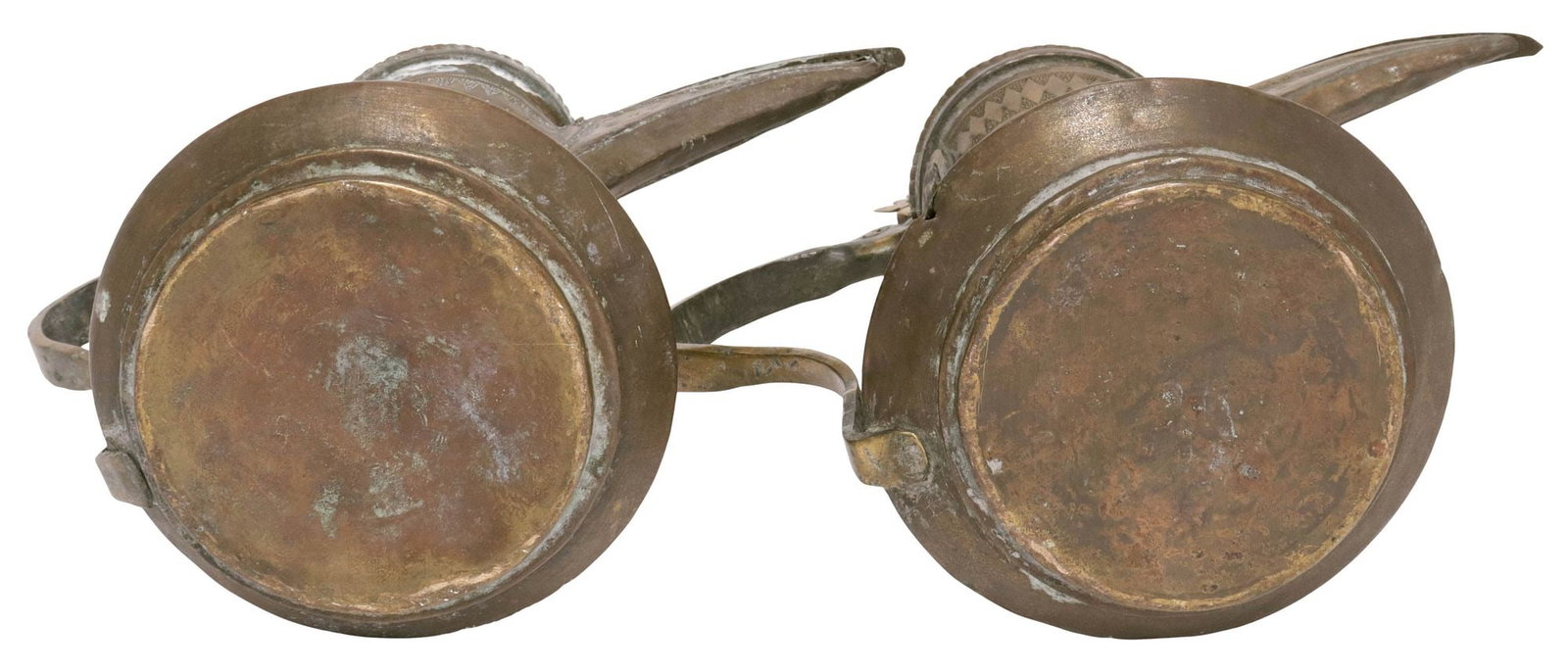 (2) MIDDLE EASTERN ARABIC BRASS DALLAH COFFEE POTS - 6