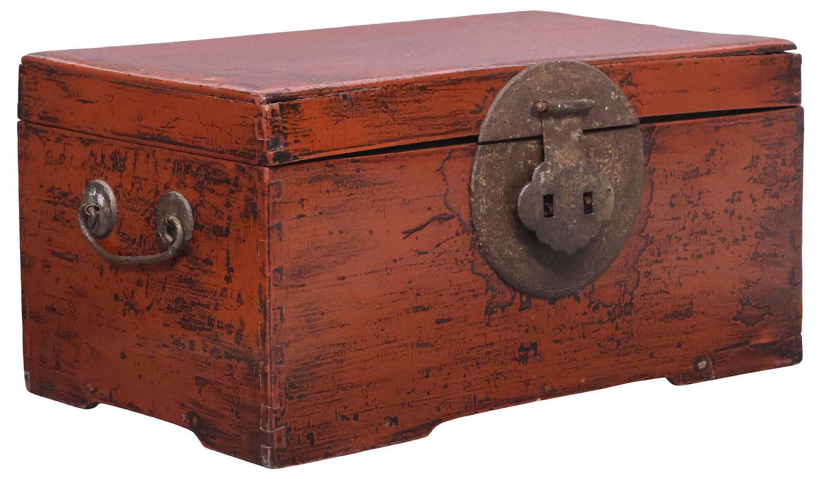 CHINESE LACQUERED METAL-MOUNTED STORAGE CHEST / BOX (1 of 6)