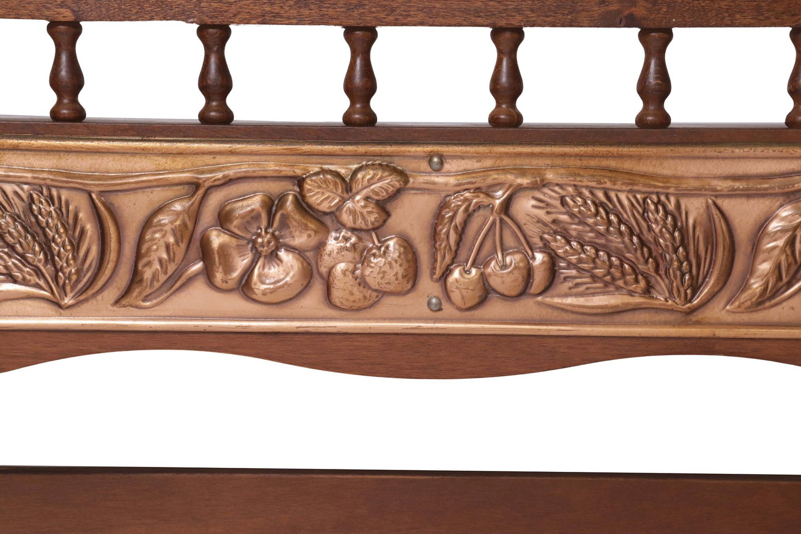 FRENCH COPPER REPOUSSE WALL-MOUNTED SPICE RACK / KITCHEN SHELF - 3